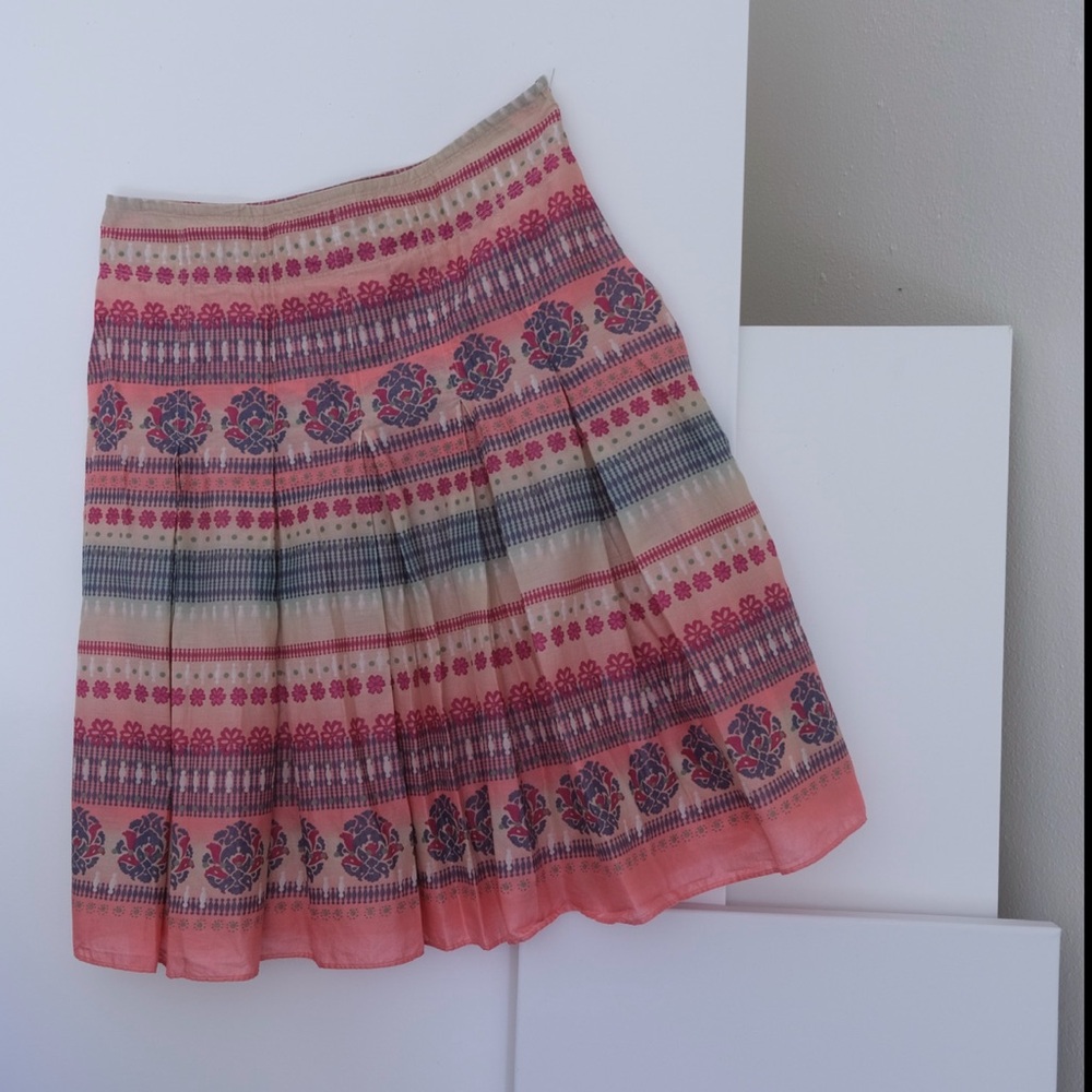 Dkny Orange Pink Pleated Midi Skirt